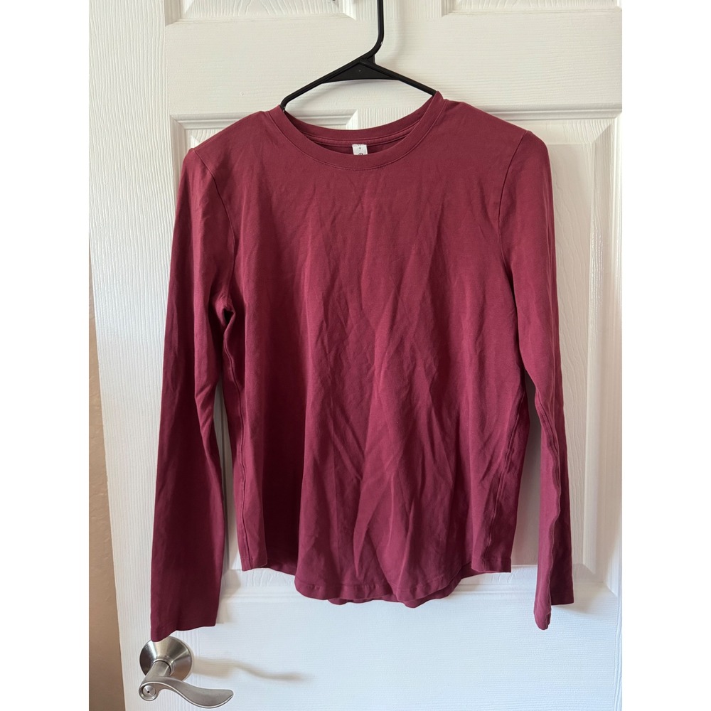 Lululemon Long Sleeve Crew Neck Shirt Burgundy Athletic Athleisure Size 4